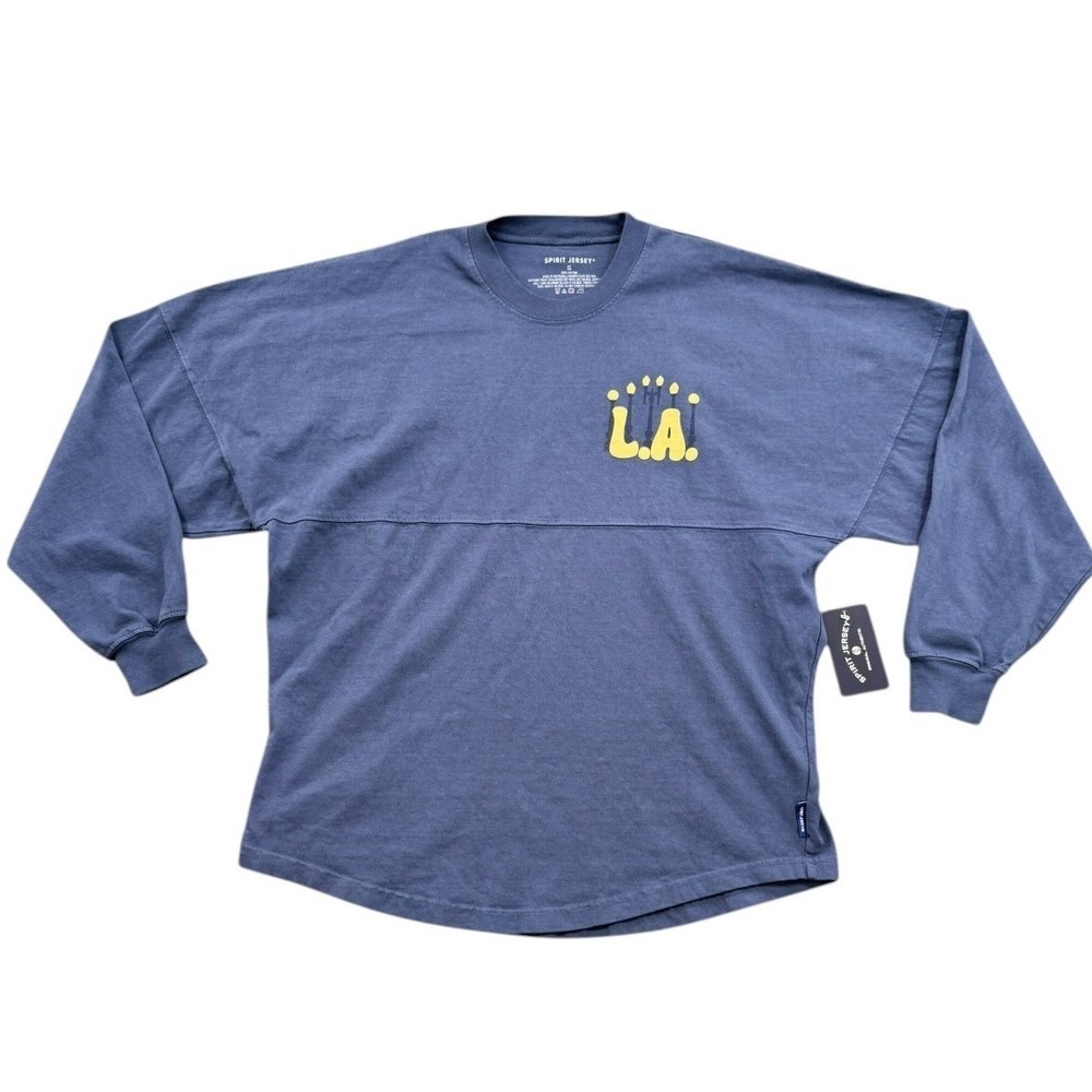 Spirit Jersey Los Angeles LA Long Sleeve Shirt Blue Size Small Oversized Graphic